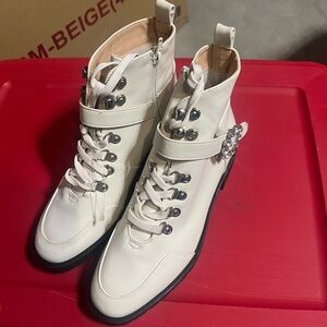 Nanette Lepore white lace up Combat boots Shoes